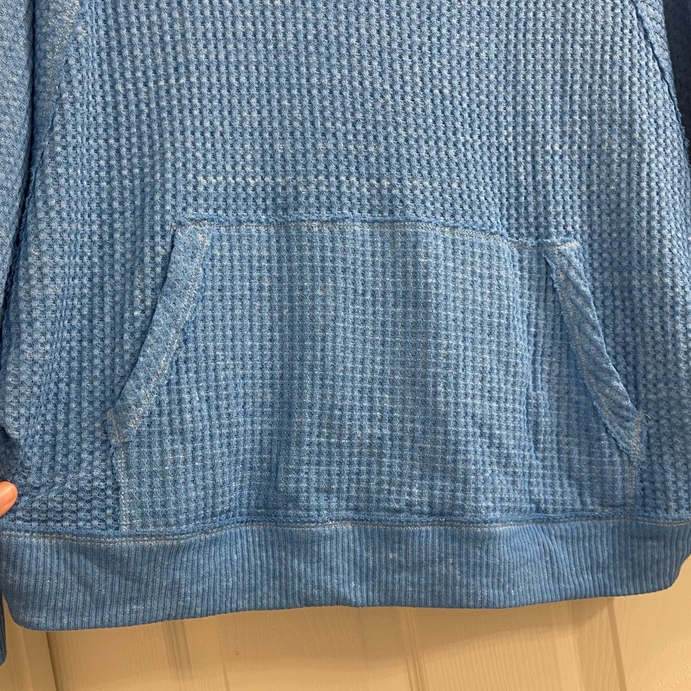 Women’s Free People We The Free Westend Waffle Knit Long Sleeve Top Blue Sz S - Picture 7 of 9